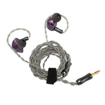 Monitör Kulakiçi HiFi 13mm Çift Kavite Dinamik Sürücü Kablolu Tuning Kulaklık Ayrılabilir Kablo ile Müzisyen için Mor sıcak