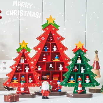 Yaratıcı DIY Ahşap Noel Ağacı Pencere Dükkanı Merkezi kalem teşhir rafı Sahne Süs Noel Ev Zanaat Tatil Hediyeler Dekorasyon
