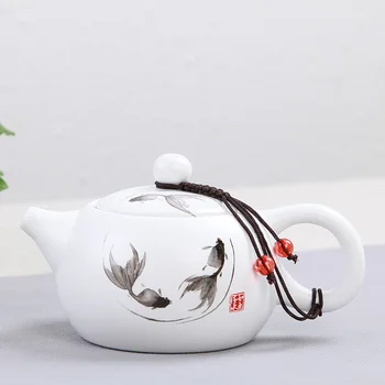 Ding Fırın Beyaz Mat Seramik demlik Kahve Demlik çay bir Fincan Coffeeware Teaware su ısıtıcısı oryantal Fas demlik