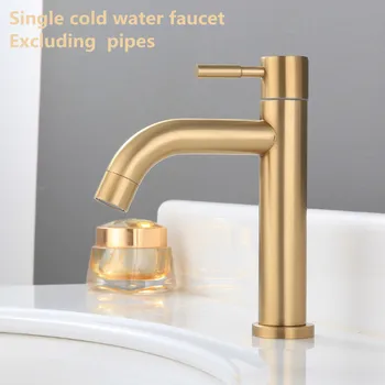 Altın Soğuk Su Dokunun Paslanmaz Çelik Musluk Soğuk Su Banyo Lavabo Musluk Dokunun Mutfak Banyo Aksesuarları Yüksek Kalite