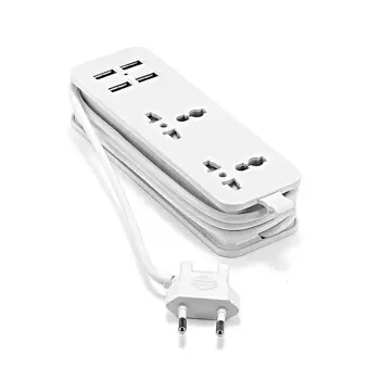 AB güç şeridi İle 4 USB Taşınabilir Uzatma Soketi Euro Fiş 1.5 m Kablo Seyahat Adaptörü USB Akıllı Telefon Duvar Şarj Cihazı Masaüstü Hub