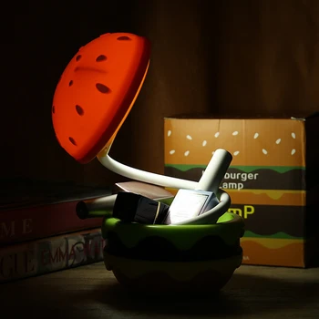 Sevimli Hamburger Gece lambası USB Şarj İki Modları Başucu yatak odası için lamba Çocuk Odası