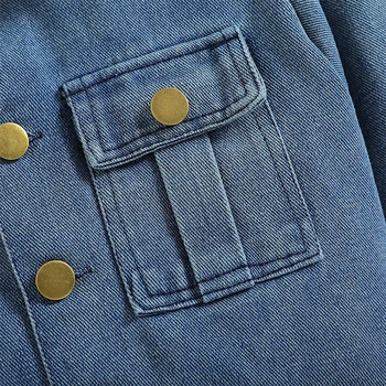 Çocuk Kız Denim Kıyafet 2 adet Etek Seti Uzun Kollu Düğme Aşağı Jean Ceket Elastik Bel Kot Mini Etekler