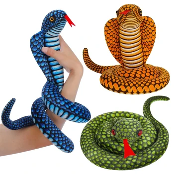 120/240cm Yılan Doldurulmuş Hayvanlar Cobra Yılan peluş oyuncak Dolması Boa Cobra Bebek Prank Sahne Hayvan Parti Süslemeleri Hediyeler Şekeri