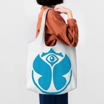 Geri dönüşüm Mavi Tomorrowlands alışveriş çantası Kadın Omuz Tuval Tote Çanta Yıkanabilir Bakkal alışveriş Çantaları Çanta