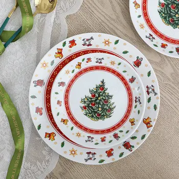 Boyalı Noel yemek tabakları İskandinav Modern Noel Ağacı Dekoratif Kek Tatlı Tabağı Öğleden Sonra Çay Meyve Tatlı Yemekleri