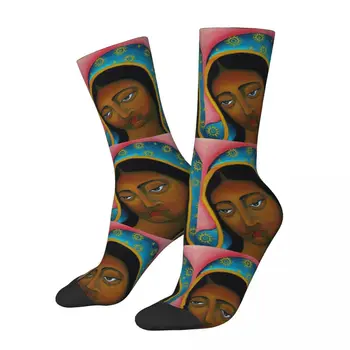 Hip-Hop Our Lady Of Guadalupe Tasarım Baskı Ekip Çorap Aksesuarları Tüm Mevsim Retro Yumuşak Orta Tüp Çorap Ter Emici