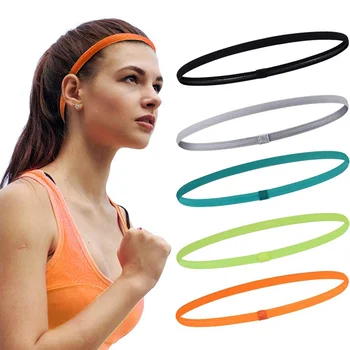 1 Adet Basit Unisex Spor Hairband Kaymaz Silikon Şerit Ter Kılavuzu Elastik Bantlar Yoga Koşu Spor Saç Aksesuarları