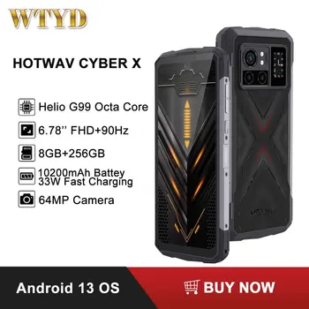 HOTWAV CYBER X Sağlam Telefon 8GB + 256GB 64MP Kamera P68 Su Geçirmez 10200mAh 6.78 inç Android 13 Helio G99 Octa Çekirdek 4G Akıllı Telefon