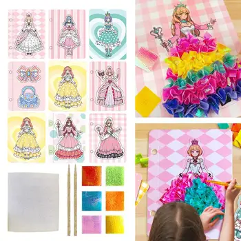 1 Set Çocuk Kız çizim kitabı Moda Prenses Elbise-up etkinlik kitabı ile Kalem Çocuk Eğitim Sanat Kitap DIY Zanaat Kiti Hediye