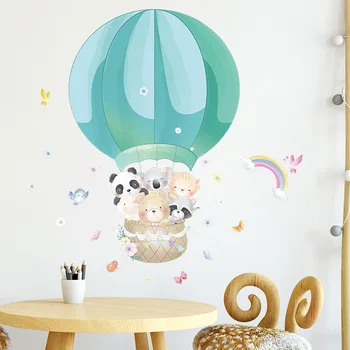 Yeni Ayı Sıcak Hava Balonu Gökkuşağı Duvar Sticker Bebek Çocuk Yatak Odası Oturma Odası Ev Dekor Kendinden Yapışkanlı Duvar Kağıdı
