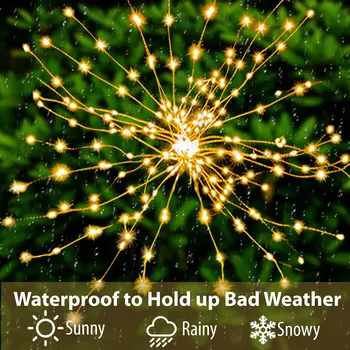 LED Güneş Havai Fişek ışıkları Su Geçirmez Açık Karahindiba Flaş Dize Peri İşıklar Bahçe Peyzaj Çim Dekor