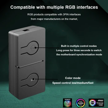 RGB Dönüştürücü 3 Yollu Splitter 3pin To 4pin ARGB ışık Fan Adaptörü Sync Anakart Dahili 50 Renk Modları