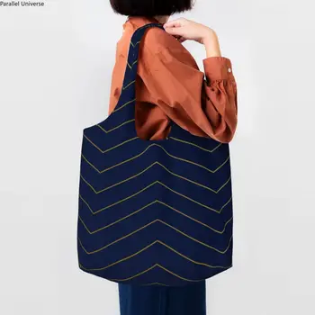 Renkli Zikzak Bakkal Tote alışveriş çantası Bohemian Modern Geometrik Tuval Omuz Alışveriş Çantası Büyük Kapasiteli Çanta Çanta Hediye