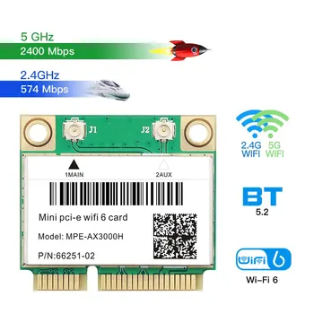 Çift Bant 2.4 G 5G WiFi 6 Intel AX200 Ağ Kartı 2974Mbps MPE-AX3000H Bluetooth 5.2 Mini PCI-E Kablosuz Adaptör Dizüstü/PC İçin