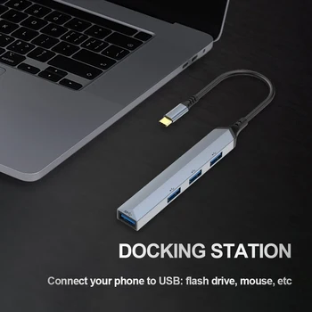 5 in1 Yerleştirme İstasyonu USB C HUB 4 Port USB3.0/USB2. 0 Çoklu Hub Adaptörü 5 Gbps/480 Mbps SD / TF kart okuyucu için Xiaomi Lenovo Macbook