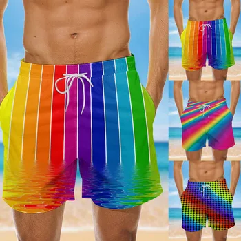 Erkek Renkli Yenilik Plaj Şort Nefes Urgan Baskı Kurulu Şort