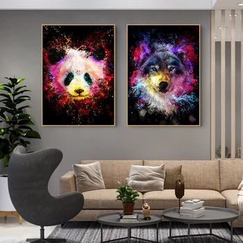 Kaplan Panda Kurt Boyama Suluboya Hayvan duvar sanatı tuval Baskılar Posterler Resimleri ıçin Oturma Odası Ev Dekor Cuadros