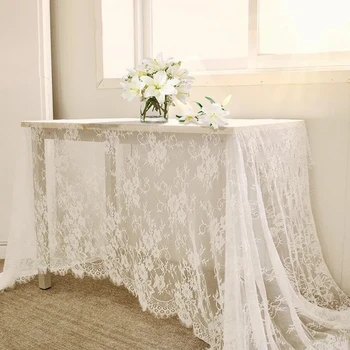 Rustik Düğün Beyaz Dantel Masa Örtüsü Vintage İşlemeli Masa Örtüsü Dekor Boho Parti sevgililer Günü Masa Örtüsü