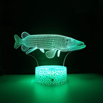 Nıghdn Balık 3D Illuison Masa Lambası LED Dokunmatik Akrilik 7/16 Renk Değiştirme Gece Lambası Hediye Çocuklar için Yaşlı Yatak Odası Dekorasyon
