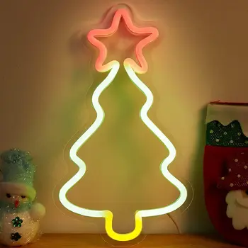 Noel ağacı Sevimli Neon Burcu Neon İşaretleri Gece Lambası 3D Duvar Sanatı ve Oyun odası Yatak Odası yılbaşı dekoru lambası Çocuklar Çocuklar için Kız
