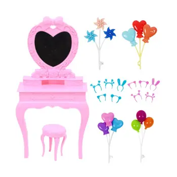 Kawaii 16 Ürün / Lot Çocuk Oyuncakları Minyatür Bebek Evi Mobilya Ücretsiz Kargo makyaj masası sandalyesi Barbie Soyunma DIY Oyunu Hediye