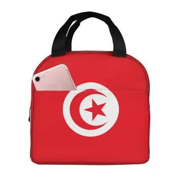 Tunus Bayrağı Tote Öğle Yemeği Çantası ile Taşınabilir Buzdolabı Termal Yalıtımlı kutu Ofis İşleri için Okul Piknik Plaj Kamp Erkekler Kadınlar Çocuk