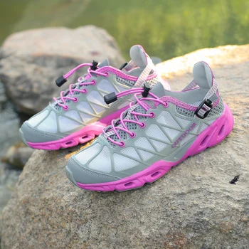 Kadın Aqua Nehir yürüyüş ayakkabıları Yaz Nefes Örgü Mor Açık Yukarı Spor Bayan Eğitmenler Kaymaz Vatka Ayakkabı