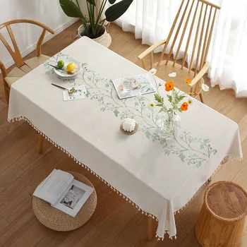 Pamuk Keten Su Geçirmez Masa Örtüsü yemek masası Çiftlik Evi Mutfak Dikdörtgen Masa Örtüsü Kahve Kırışıklık Ücretsiz Masa Örtüsü