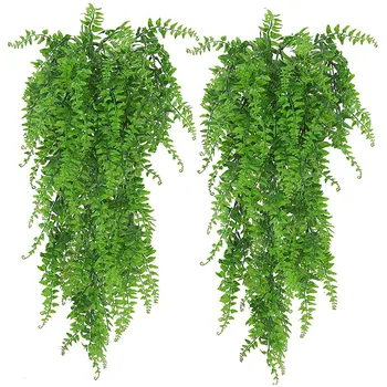 2 Paket Yapay Asılı Bitkiler Sahte Sarmaşık Yaprakları Duvar Dekorasyon Kapalı Açık Yeşillik Ev Dekor Sahte Asma