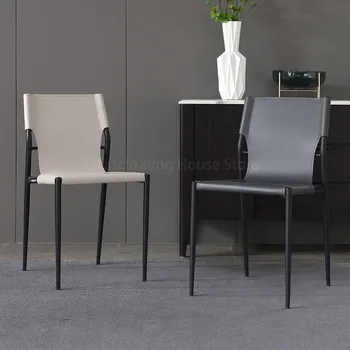 İskandinav yemek sandalyeleri Eyer PU Deri yemek sandalyesi Daire Arkalığı Müzakere ofis koltuğu Endüstriyel Tarzı Boş Sandalye