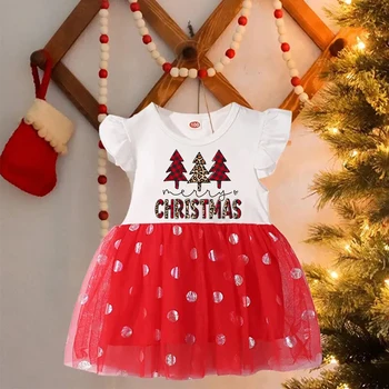 Merry Christmas Baskı Bebek Elbise Kız Prenses Tutu Elbiseler Noel parti giysileri Noel Pullu Etek Seti Noel Kız Hediye