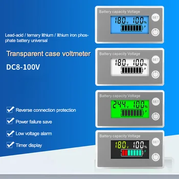 DC8V-100V Pil Kapasitesi Göstergesi 6133A Dijital Güç Voltmetre elektrik sayacı Kurşun-asit Lityum Ömrü PO4 pil test cihazı