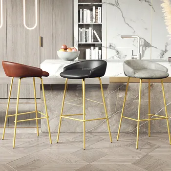 İskandinav Lüks deri Bar Sandalyeleri Ev Modern Yüksek Sandalye Eğlence Bar tabureleri mutfak mobilyası Oturma Odası Yemek Tabure B