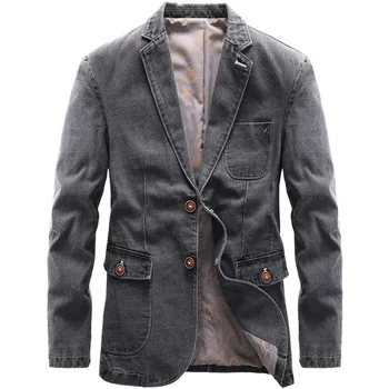 Denim Ceket iş elbisesi Rahat Yeni ceket Klasik Popüler günlük ceketler Ceket Yüksek Kalite Moda Erkekler Blazer Boyutu