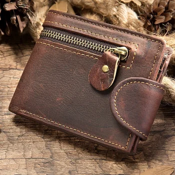 RFID Engelleme erkek Küçük Cüzdan Adam Vintage İnek Hakiki deri cüzdan Erkek El Yapımı Cüzdan bozuk para cüzdanı küçük cüzdan