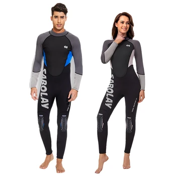 Yeni 3MM Neopren dalgıç kıyafeti erkek Tek Parça Uzun Kollu sörf kıyafeti kadın Yüzme Moda Plaj Güneş Koruyucu Mayo 2023
