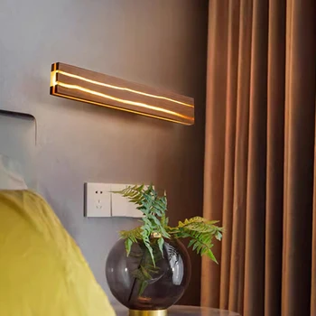 ZK50 katı ahşap Çatlak Yaratıcı Duvar Lambası Yatak Odası İskandinav Yatak Odası Başucu Lambası Günlük Arka Plan Duvar Şeridi Dekoratif Lambalar Üç Renkli
