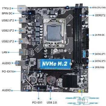 X79 PC Oyun Anakart Anahtarı Kablosu LGA1356 2XDDR3 ECC REG Bellek Yuvası M. 2 NVME SATA3. 0 Anakart Seti