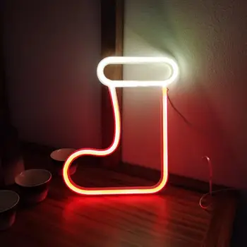 Neon Burcu Lamba Yaratıcı Şekil USB / pille çalışan LED Neon Lamba göze batmayan Noel Çorap LED Neon ışık dekorasyonu