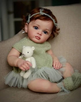 NPK 60CM Tamamlanmış Bebek Resim Yeniden Doğmuş Bebek Tutti Yürümeye Başlayan Kız El Boya Bebek Genesis Boya Yüksek Kaliteli 3D cilt Bebek