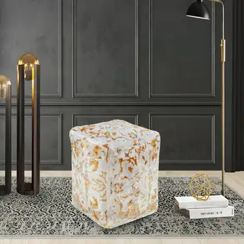 Adara Osmanlı Viskon Döşemeli İki Ton Soyut Desen Tasarım Kare Puf, Modern Geçiş, altın oturma odası İçin Leisur
