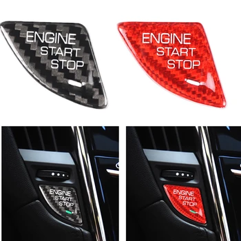 Karbon Fiber Motor Çalıştırma Durdurma Düğmesi Anahtarı katlanır anahtar Etiket Şerit Trim Dekorasyon Oto Parçası Cadillac ATS İçin ATS-L