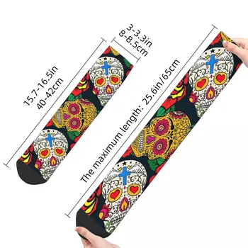 Vintage Kadın Dia Los Muertos Makyaj erkek Çorapları Şeker Kafatası Unisex Harajuku Desen Baskılı Çılgın Ekip Çorap Hediye