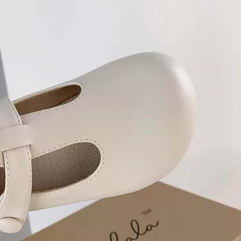 Simplee Zarif Çocuk Kız Mary Jane Ayakkabı T Kayış Katı Yürümeye Başlayan deri ayakkabı Bej Siyah Yeşil okul ayakkabısı 2023