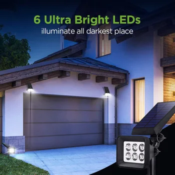 Güneş ışıkları açık 6 LED peyzaj Spot 2-in-1 IP65 su geçirmez Otomatik Açık / Kapalı dış mekan ışıkları dekoratif duvar lambası