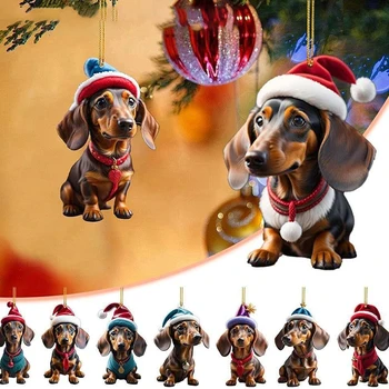 2 adet Noel Süsler Asılı Dekorasyon Hediye Karikatür Sevimli Köpek Noel Asılı Ağaç Kişiselleştirilmiş Kolye Parti Malzemeleri