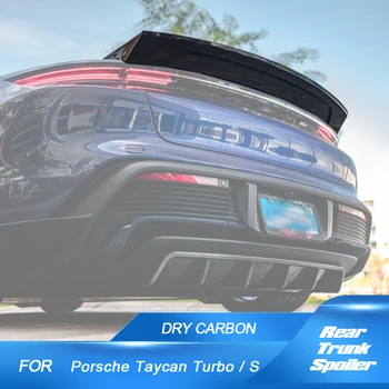 Kuru Karbon Fiber Araba Arka Bagaj Spoiler Dudak Porsche Taycan Turbo S Sedan Kuru Karbon Fiber Araba Tampon Spoiler Kitleri 2019-2022