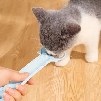 kedi ıslak Davranır Dağıtım Kaşık Besleme Lickable Islak Davranır Kullanımı Kedi Tedavi Sıkmak Kaşık Besleme Malzemeleri B03E