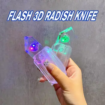 Aydınlık Havuç Yerçekimi Bıçak Fidget Oyuncak Çocuk Dekompresyon İtme Kartı Oyuncak 3D Baskı Parlayan Havuç Bıçağı Oyuncak Çocuklar için Hediye
